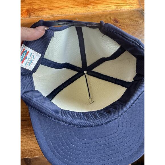 Vintage Nissin Men Hat Navy Blue Snapback Cap Classic Outdoor Trucker McJunkin - Picture 3 of 6
